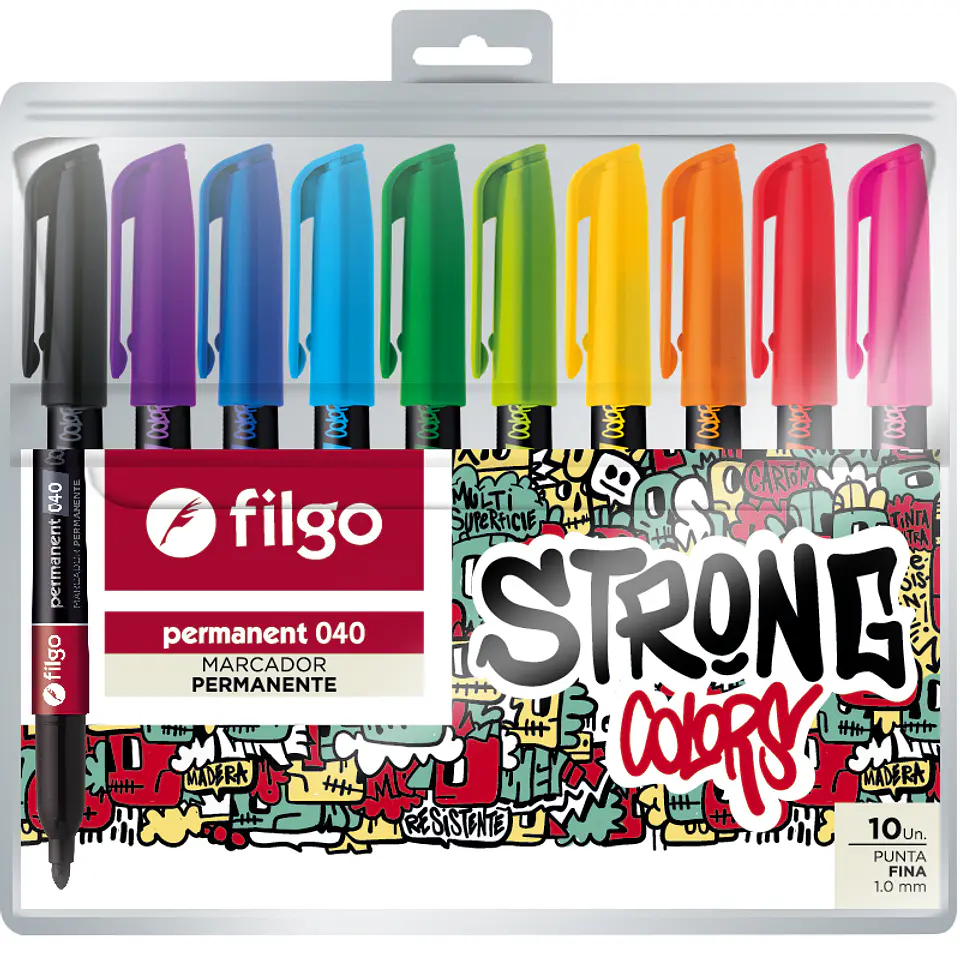 Marcador Filgo 040 Permanente Punta Fina X10u.v/colores 1