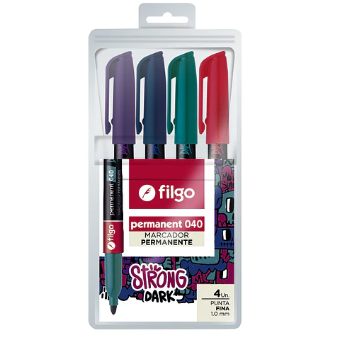 Marcador Filgo 040 Permanente Punta Fina X4u. V/colores