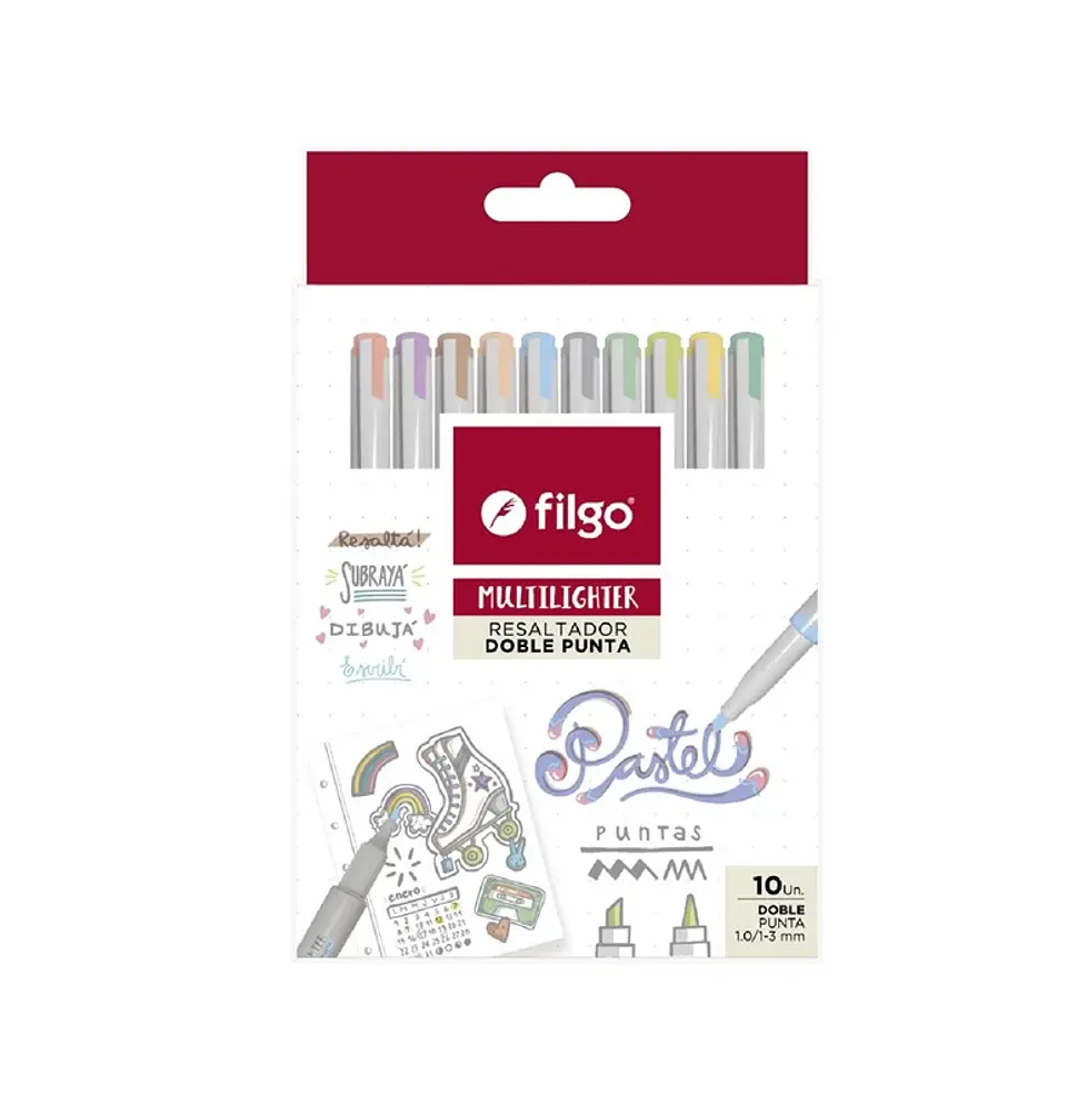 Resaltador Filgo Multilighter Doble Punta Pastel X10u 1