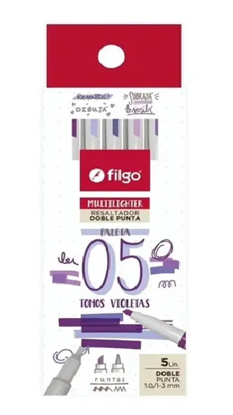 Resaltador Filgo Multilighter Doble Punta X5u V/tonos