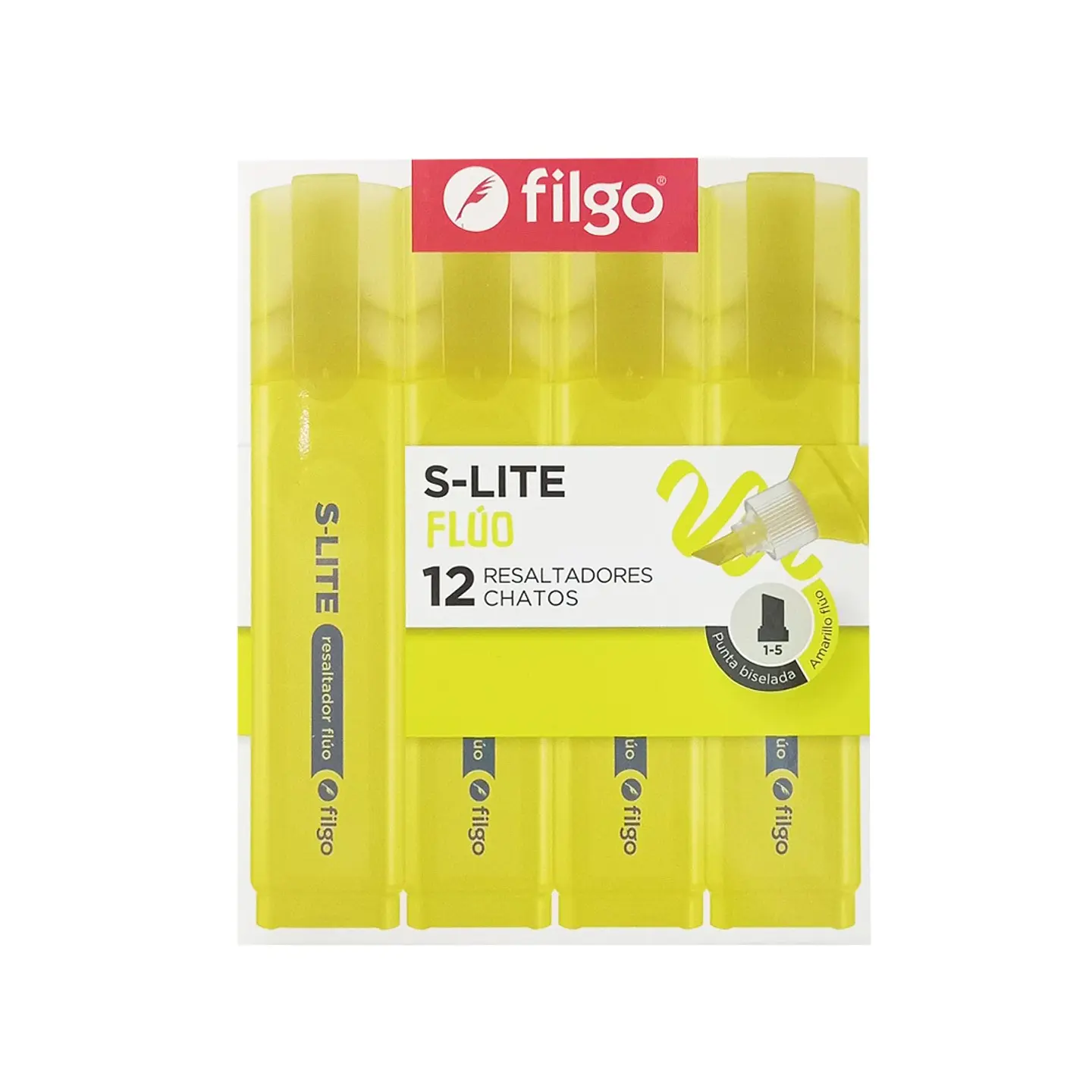 Resaltador Chato Filgo S-lite Fluo X12u C/u 1