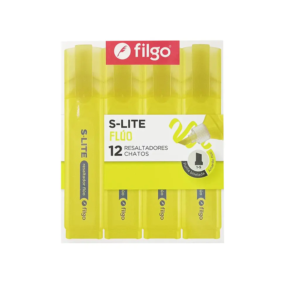 Resaltador Chato Filgo S-lite Fluo X12u C/u 1