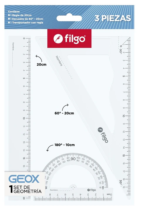 Set De Geometria Filgo Cristal X3 Piezas