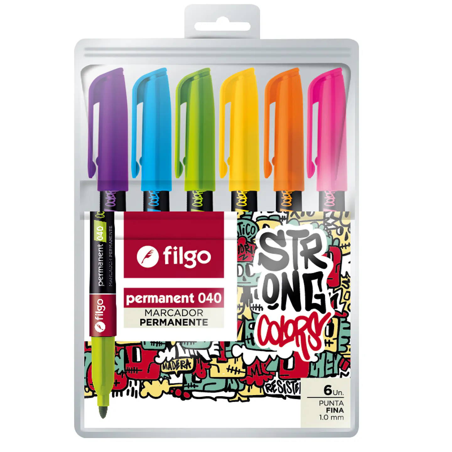 Marcador Filgo 040 Permanente Punta Fina X6u. V/colores 1