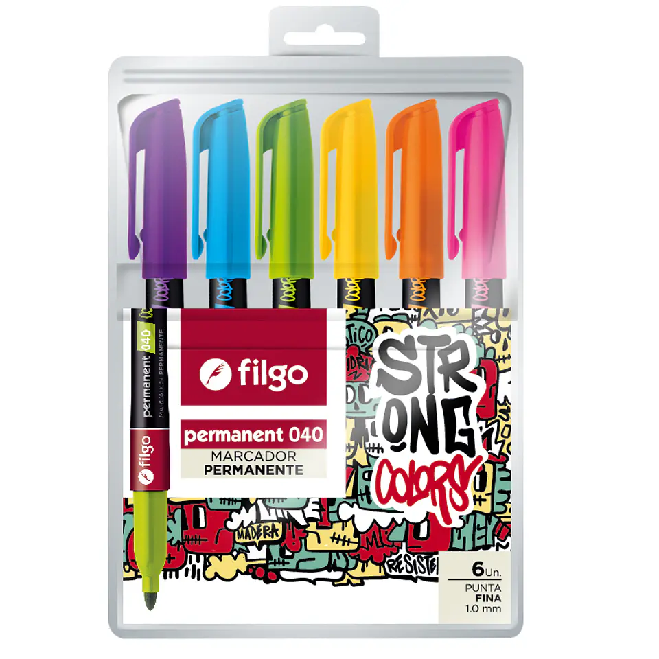 Marcador Filgo 040 Permanente Punta Fina X6u. V/colores 1