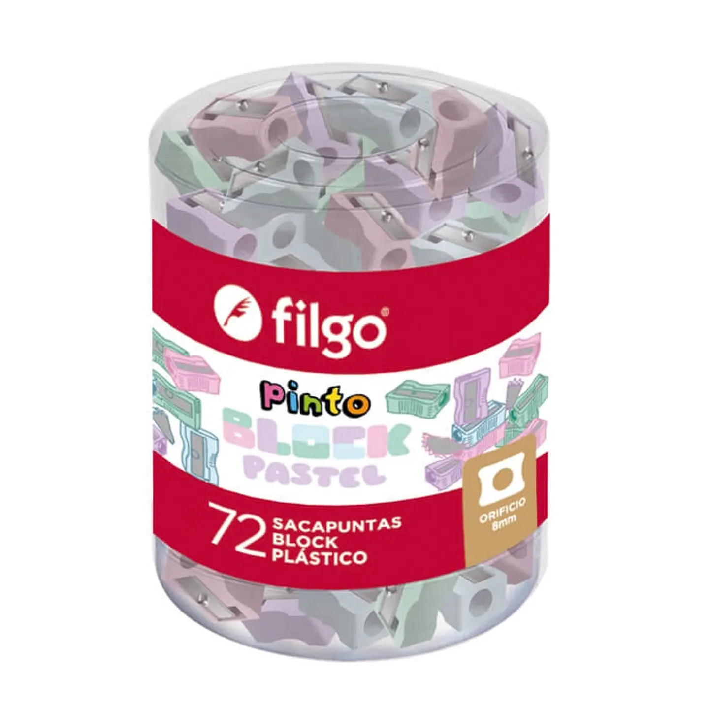 Sacapuntas Filgo Pinto Block Pastel Plastico X72u. 1