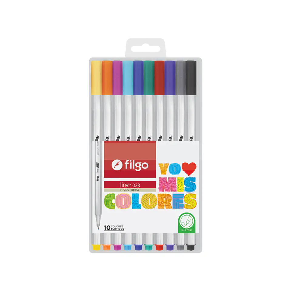 Microfibra Filgo Liner 038 Estuche X 10 Colores Surtidos 1