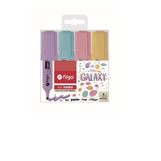 Resaltador Filgo Text Marker Galaxy Blister X 4u 1