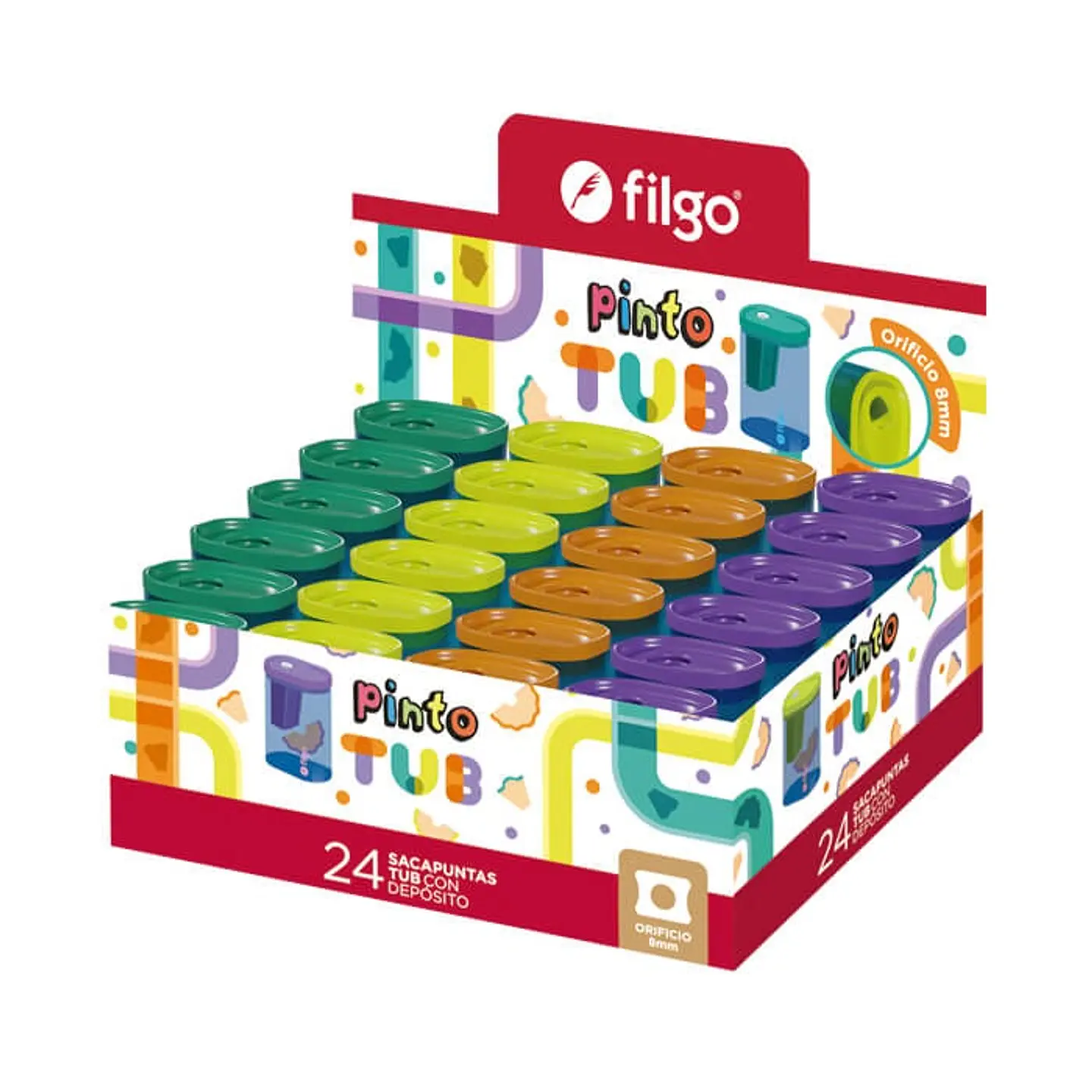 Sacapuntas Filgo Pinto Tub C/deposito Surtidos X24 1