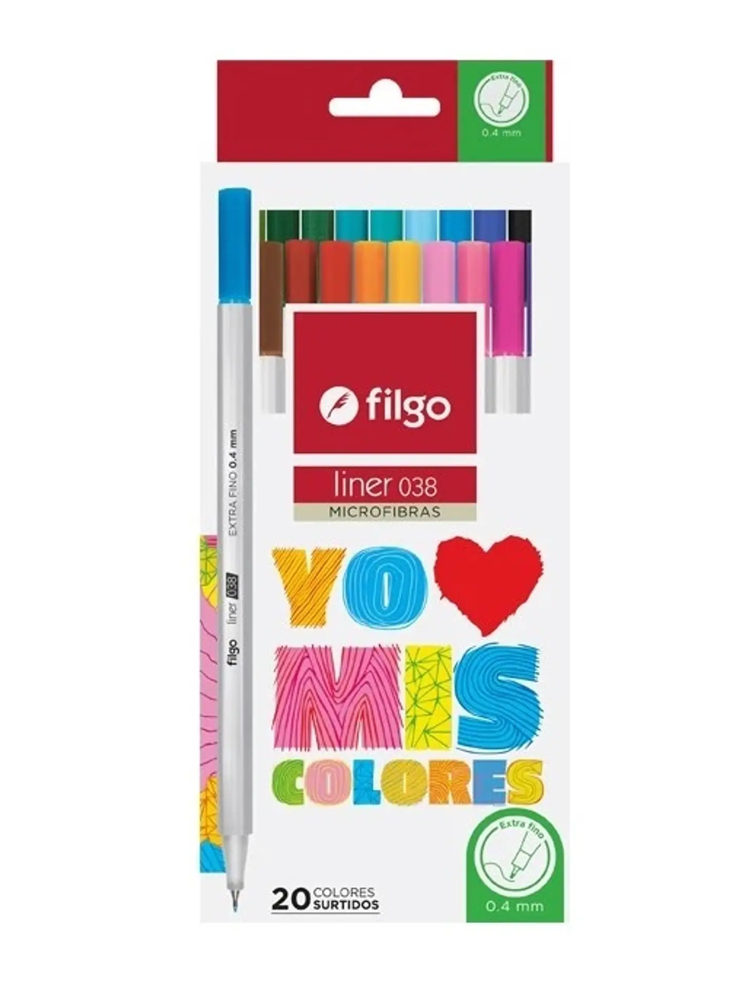 Microfibra Filgo Liner 038 0.4mm 20u V/colores 1