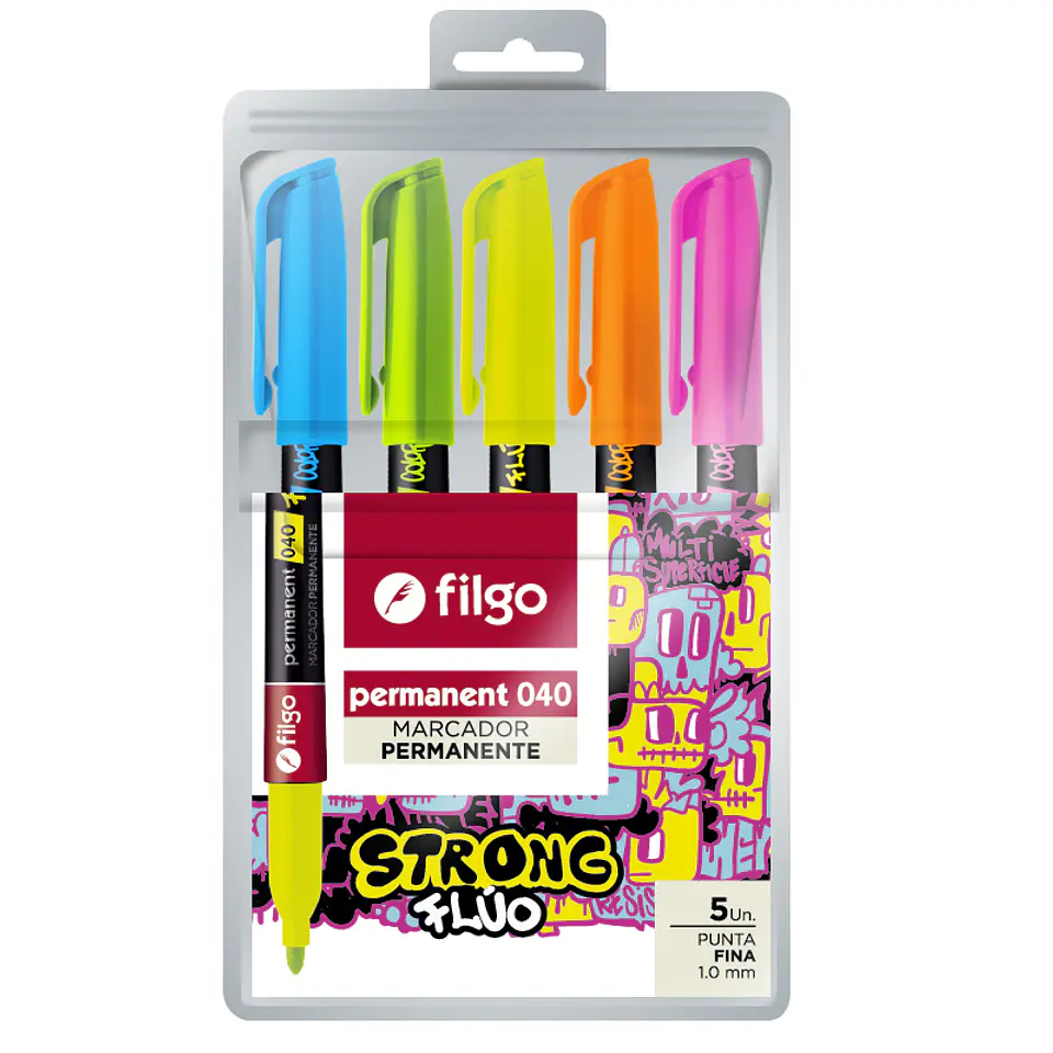 Marcador Filgo Permanente 040 Pta Fina X 5u.fluo 1