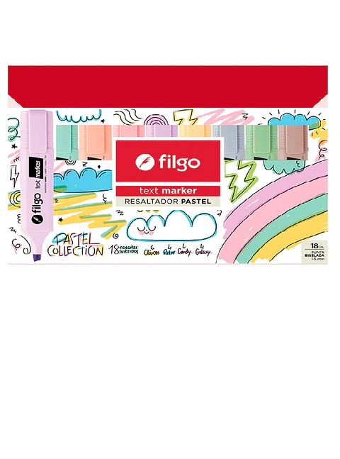 Resaltador Filgo Text Marker Pastel X 18u. V/colores