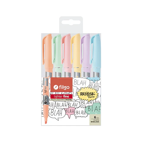 Resaltador Filgo Lighter Fine Pastel Pta Bisel Blister X6