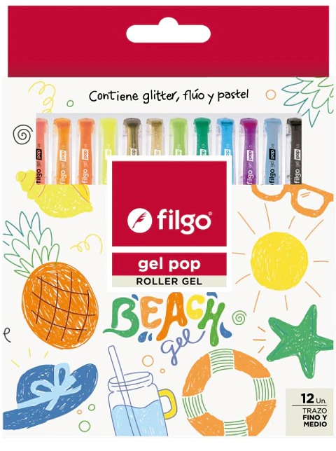 Boligrafo Roller Filgo Gel Pop Beach X12u
