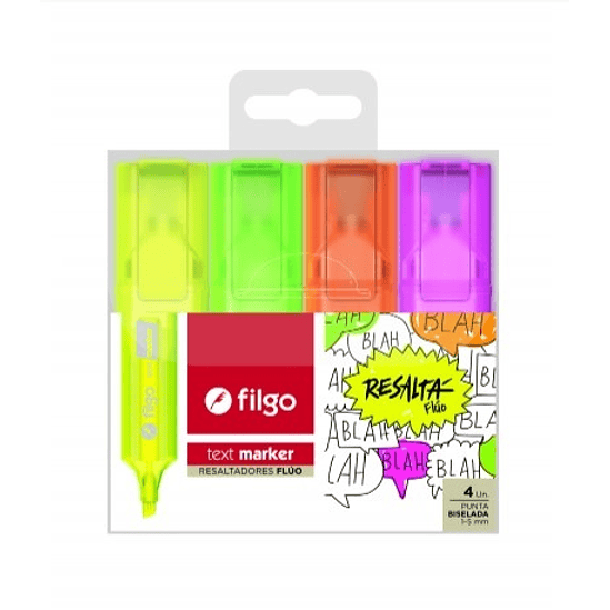 Resaltador Filgo Text Marker Blister X 4u 1