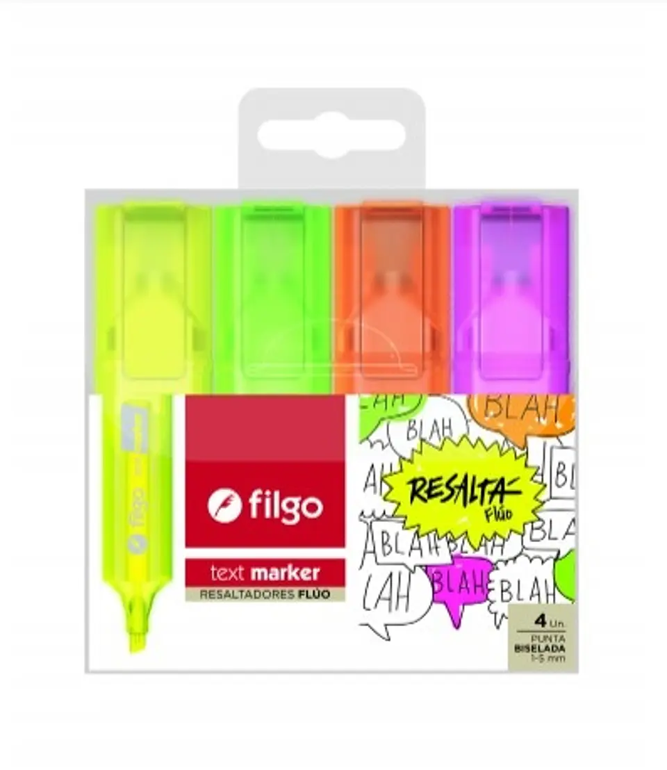 Resaltador Filgo Text Marker Blister X 4u 1