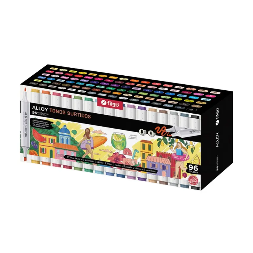 Marcadores Filgo Alloy Doble Punta Tonos Secundarios X96u 1