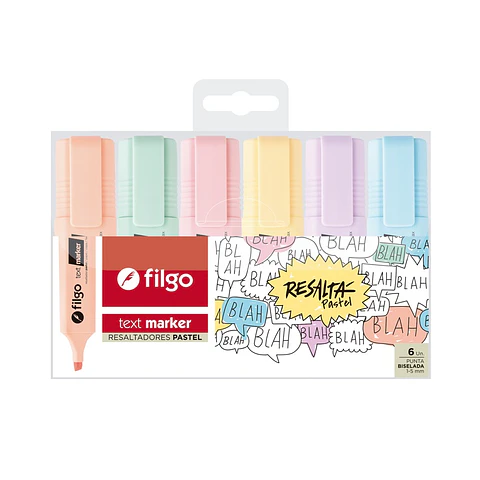 Resaltador Filgo Text Marker Pastel Pack X 6