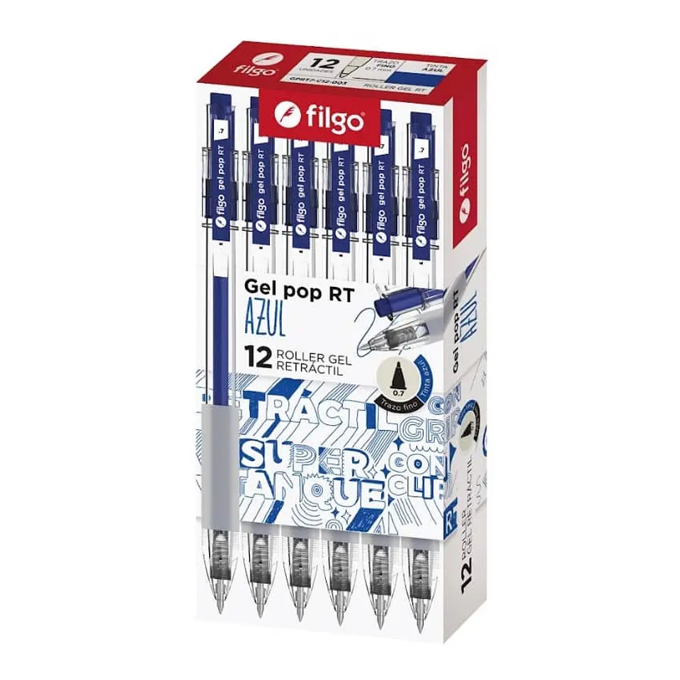 Boligrafo Filgo Retractil Gel Pop V/colores X12u 1
