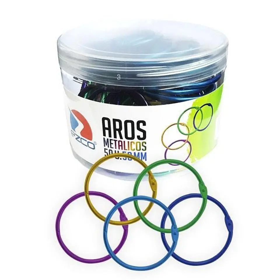 Aro Metalico Ezco 50mm Multicolor Pote X 50u 1