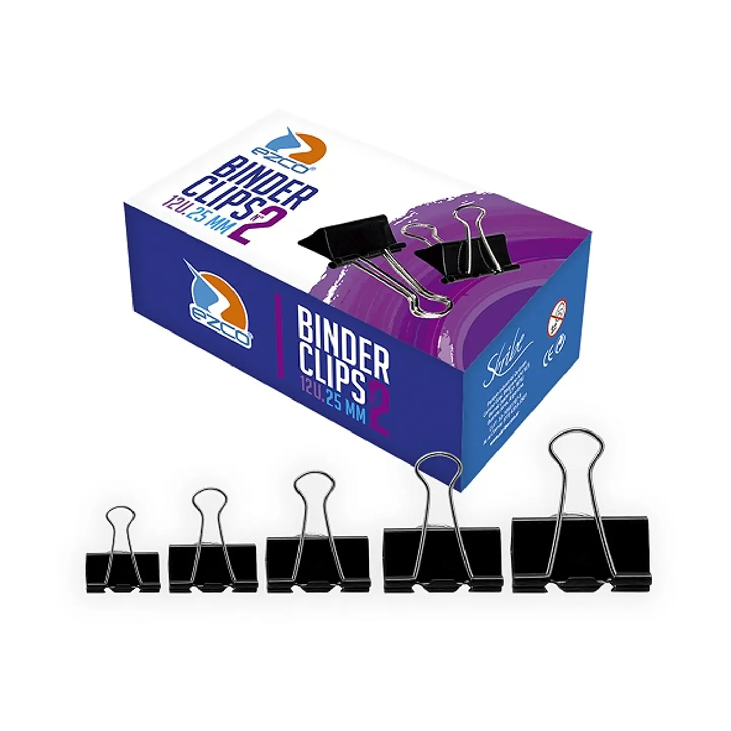 Binder Ezco Clips Negros 25mm N°2 X12 1
