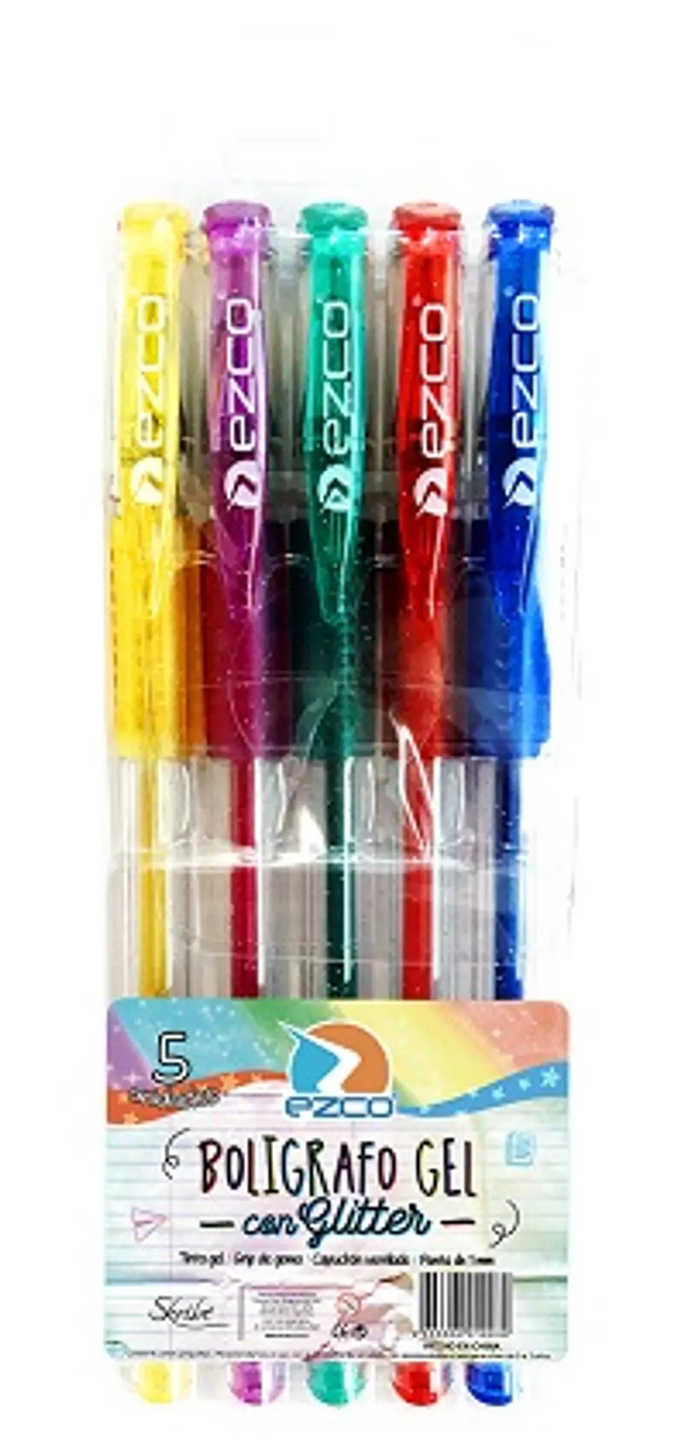 Boligrafo Ezco Gel Glitter X 5u. 1