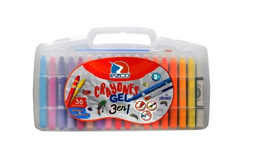 Crayones Ezco Valija Gel X 36 + Pincel 1