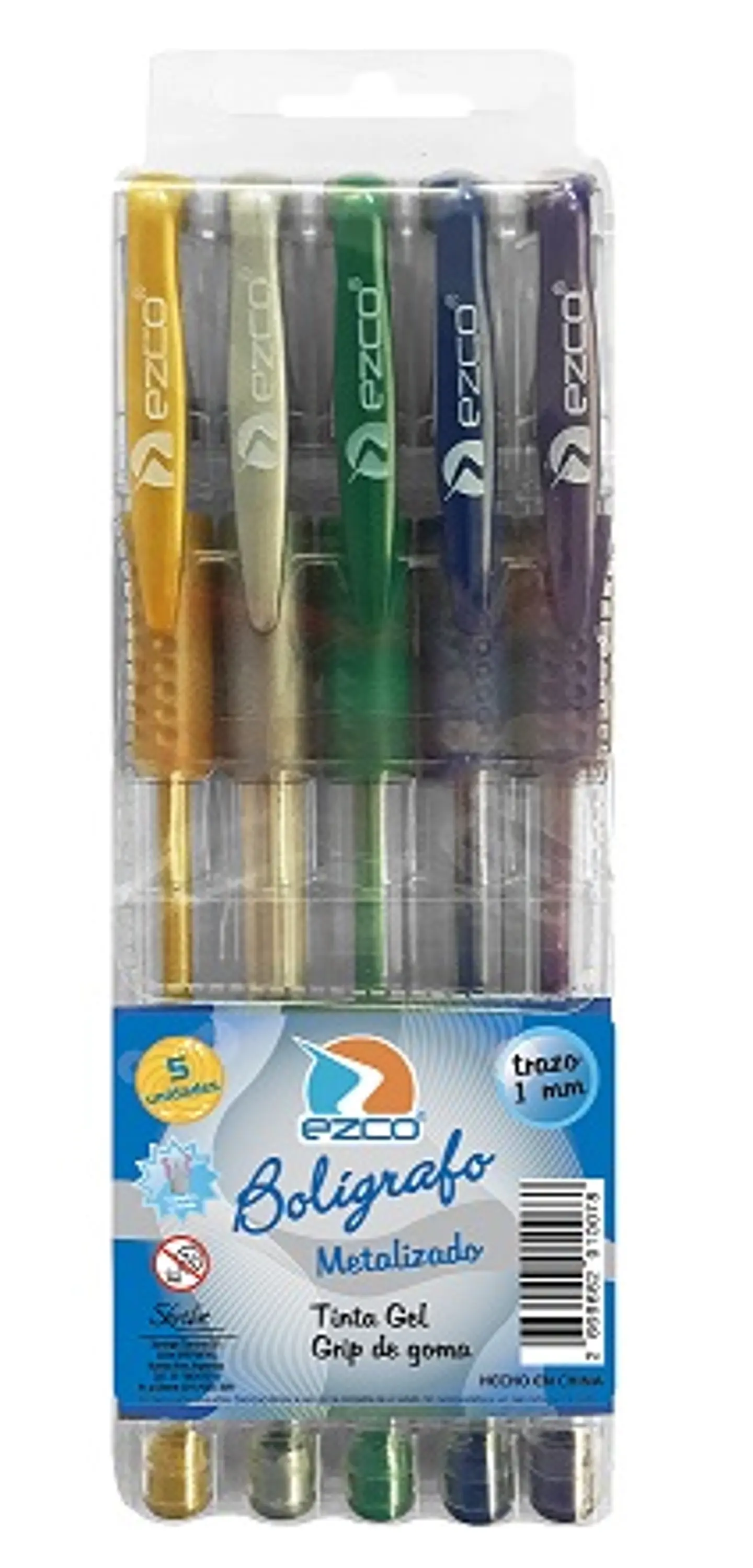 Boligrafo Ezco Gel Metalizado X 5u. 1