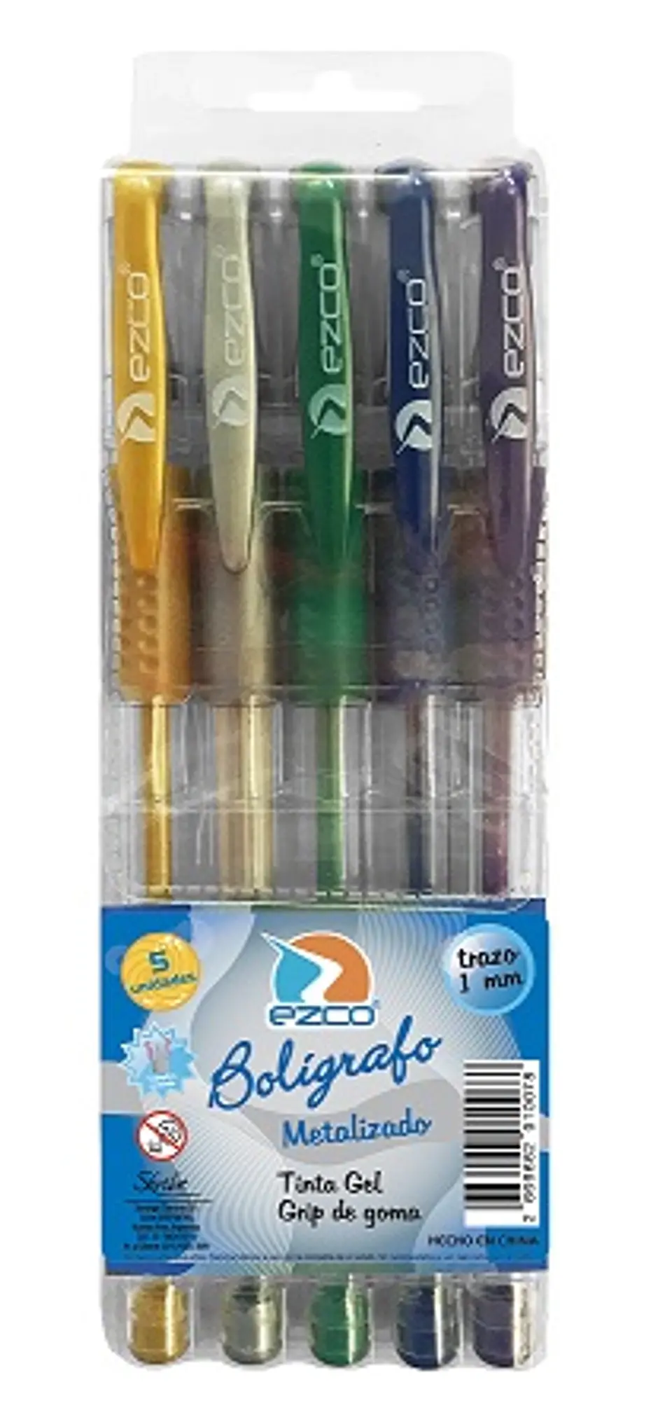 Boligrafo Ezco Gel Metalizado X 5u. 1