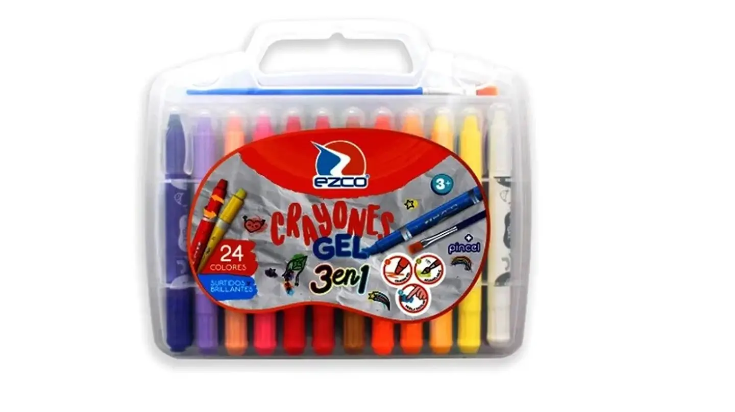 Crayones Ezco Valija Gel X 24 + Pincel 1