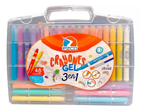 Crayones Ezco Valija Gel X48 + Pincel
