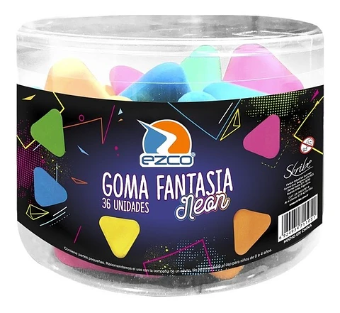 Goma De Borrar Ezco Neon Tubo X36u.