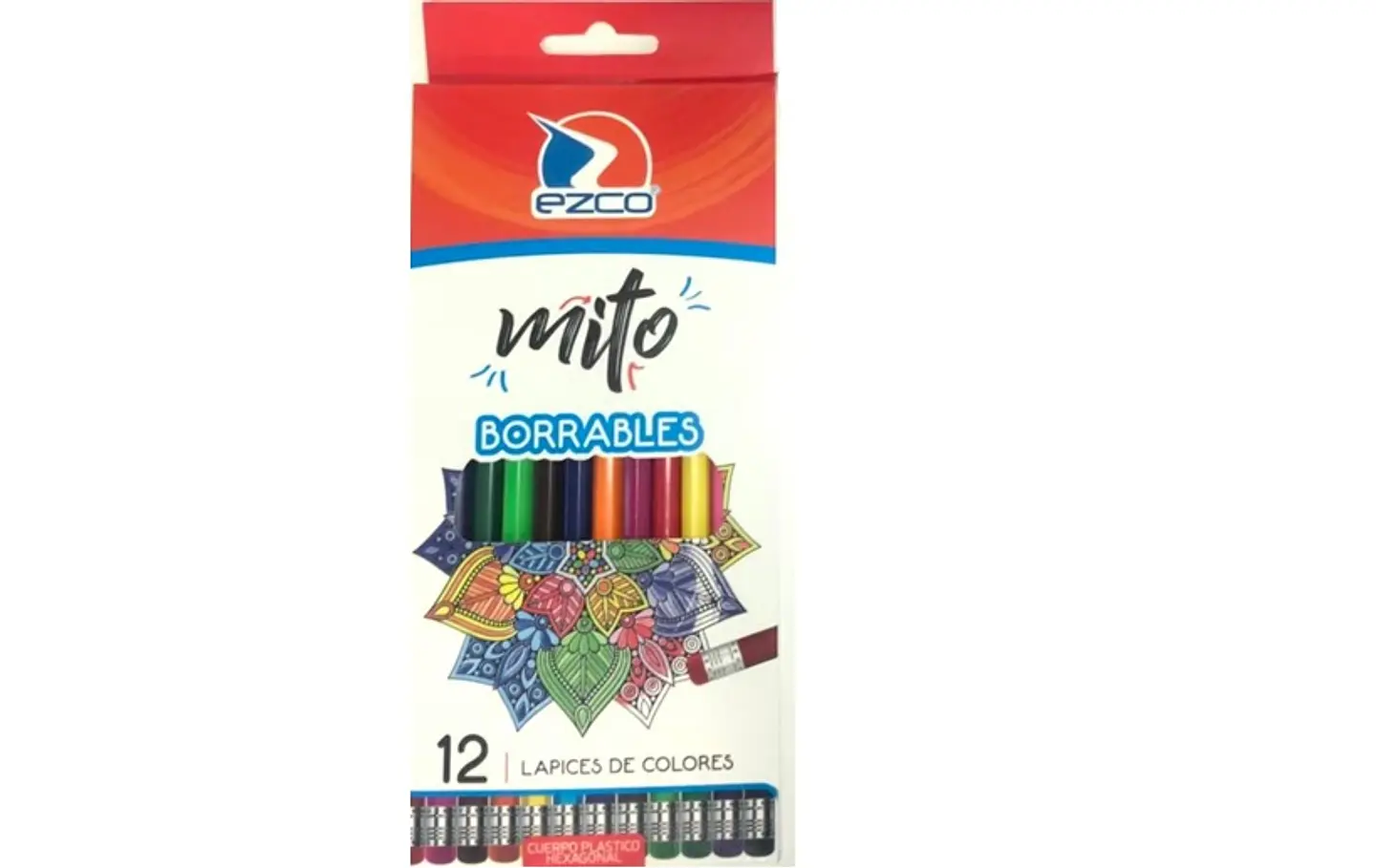 Lapiz Color Ezco Mito X12u. Largo Hexagonal Borrables 1
