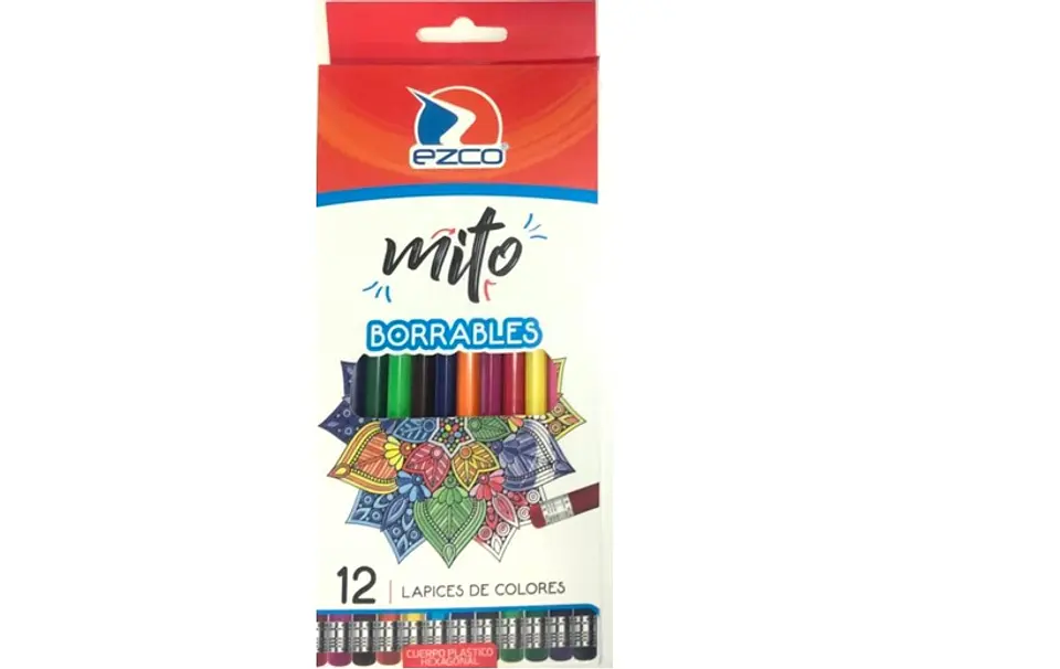 Lapiz Color Ezco Mito X12u. Largo Hexagonal Borrables 1