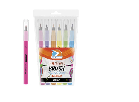 Marcador Ezco Brush Punta Pincel Pastel X 6u.