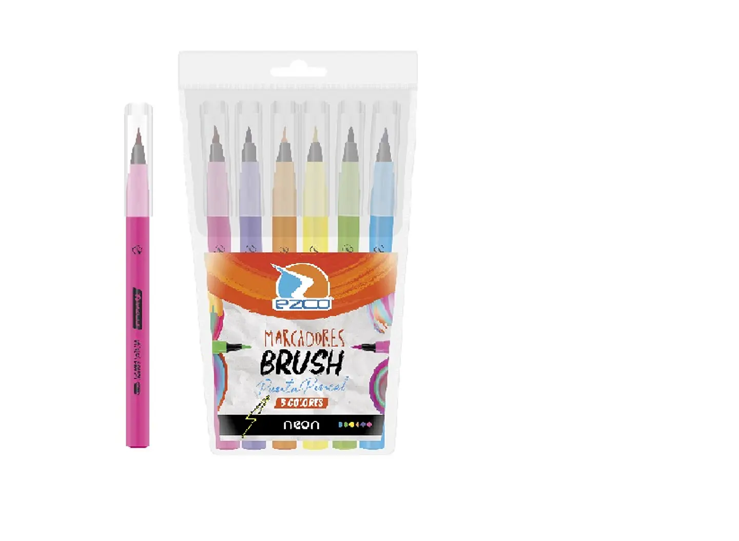 Marcador Ezco Brush Punta Pincel Pastel X 6u. 1