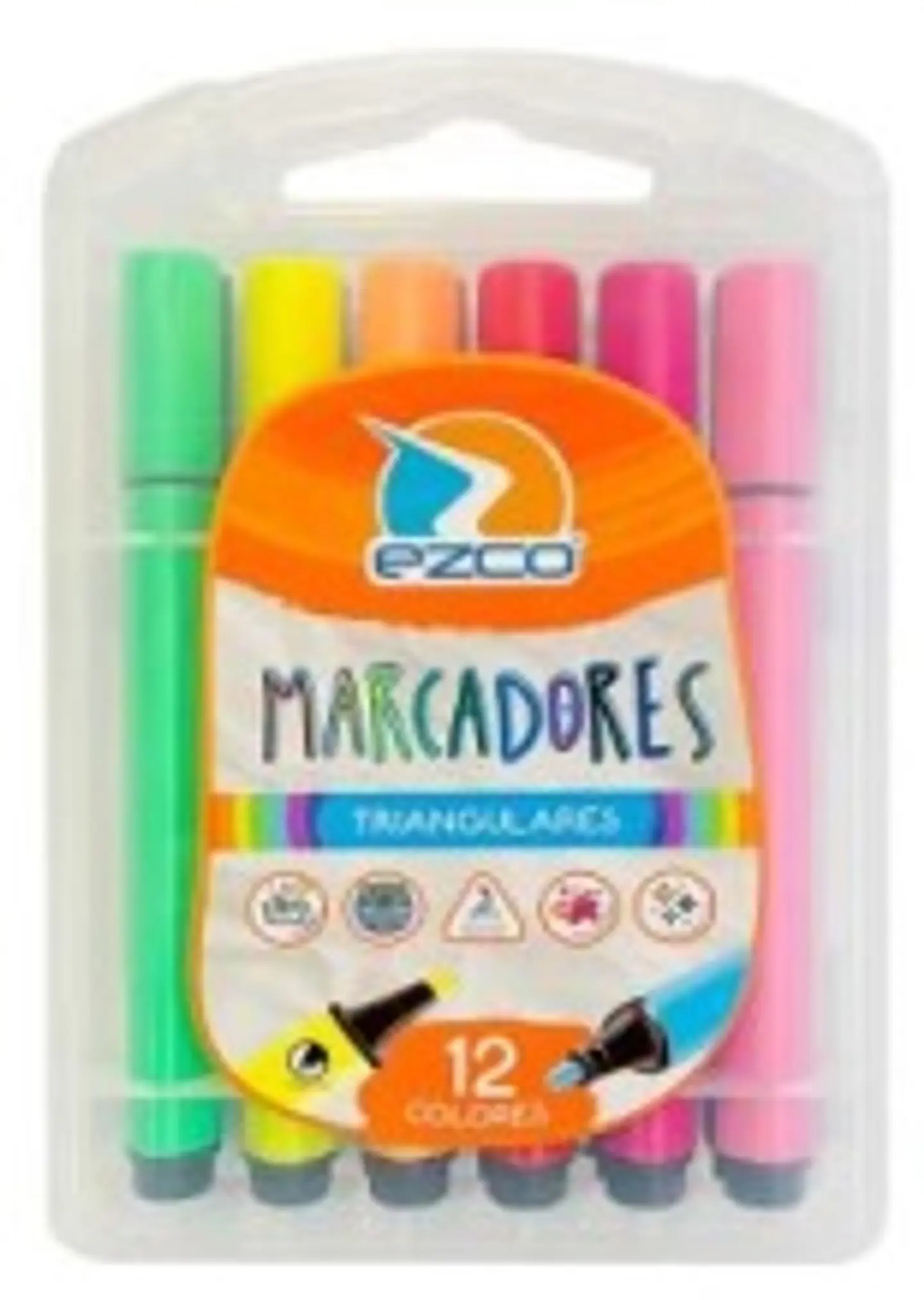 Marcadores Ezco Triangulares X 12 Colores (valija Plastica) 1