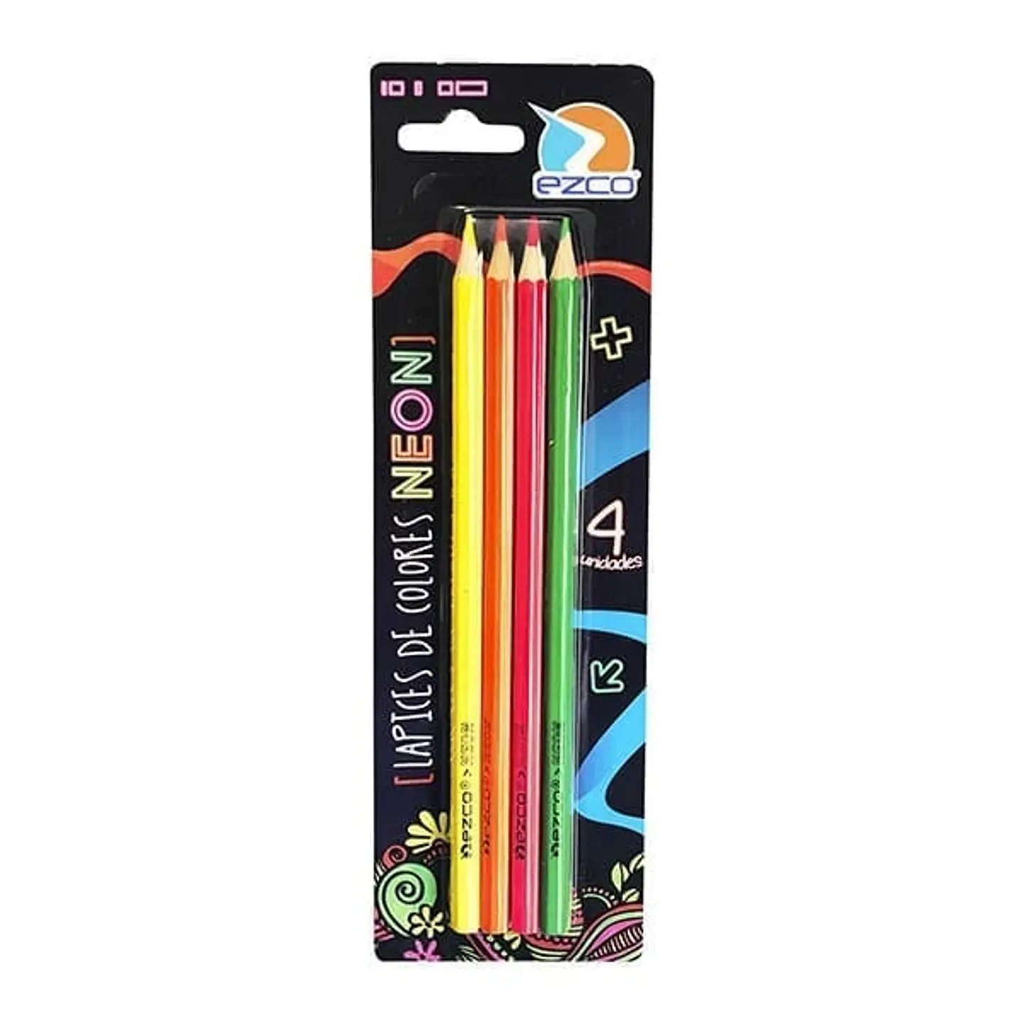 Lapiz Color Ezco Fluo Neon X4u. Largo Blister 1