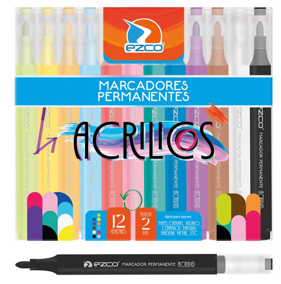 Marcadores Ezco Permanentes Acrilicos X12u 1