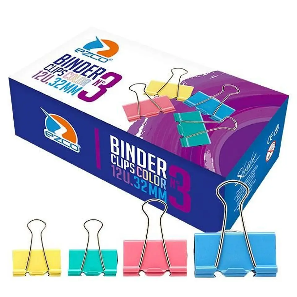 Binder Ezco Clips Negros 25mm N°2 X12 1