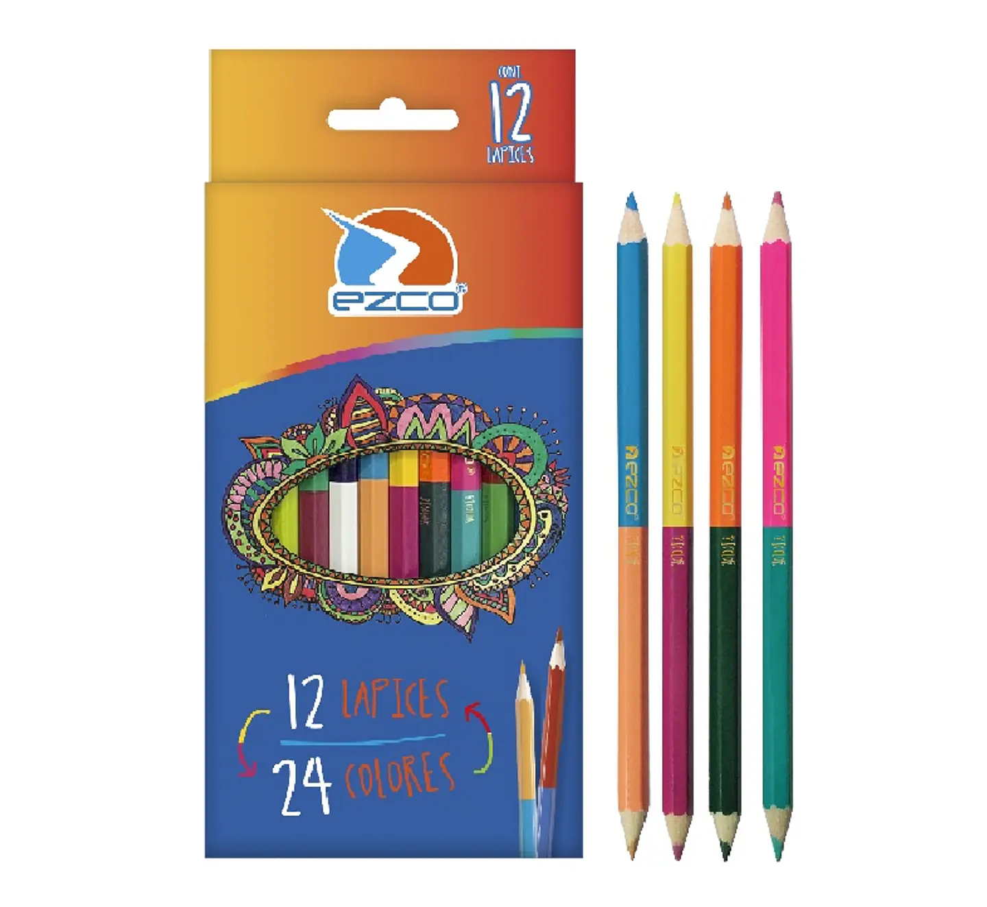 Lapiz Color Ezco Bicolor X 12u. Largo 1