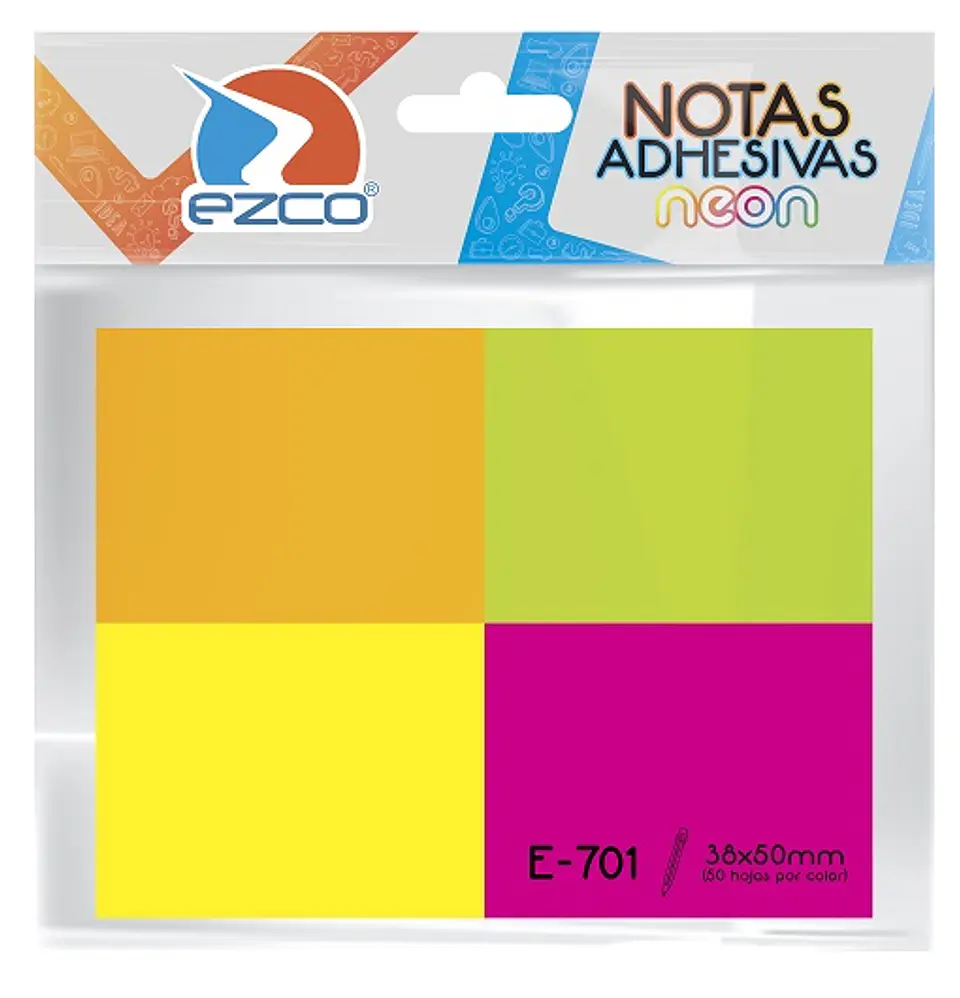 Notas Adhesivas Ezco 38x50 Neon 1