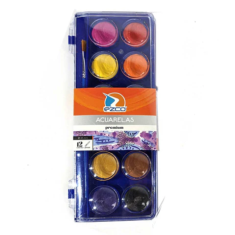 Acuarela Ezco X 12 Colores Premium + Pincel