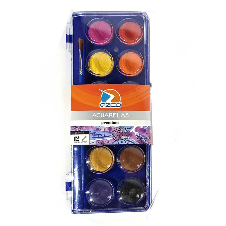 Acuarela Ezco X 12 Colores Premium + Pincel 1