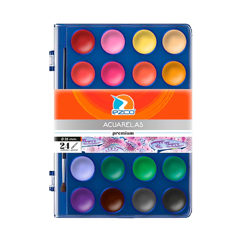 Acuarela Ezco X 24 Colores Estuche + Pincel