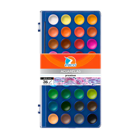 Acuarela Ezco X 36 Colores Estuche + Pincel