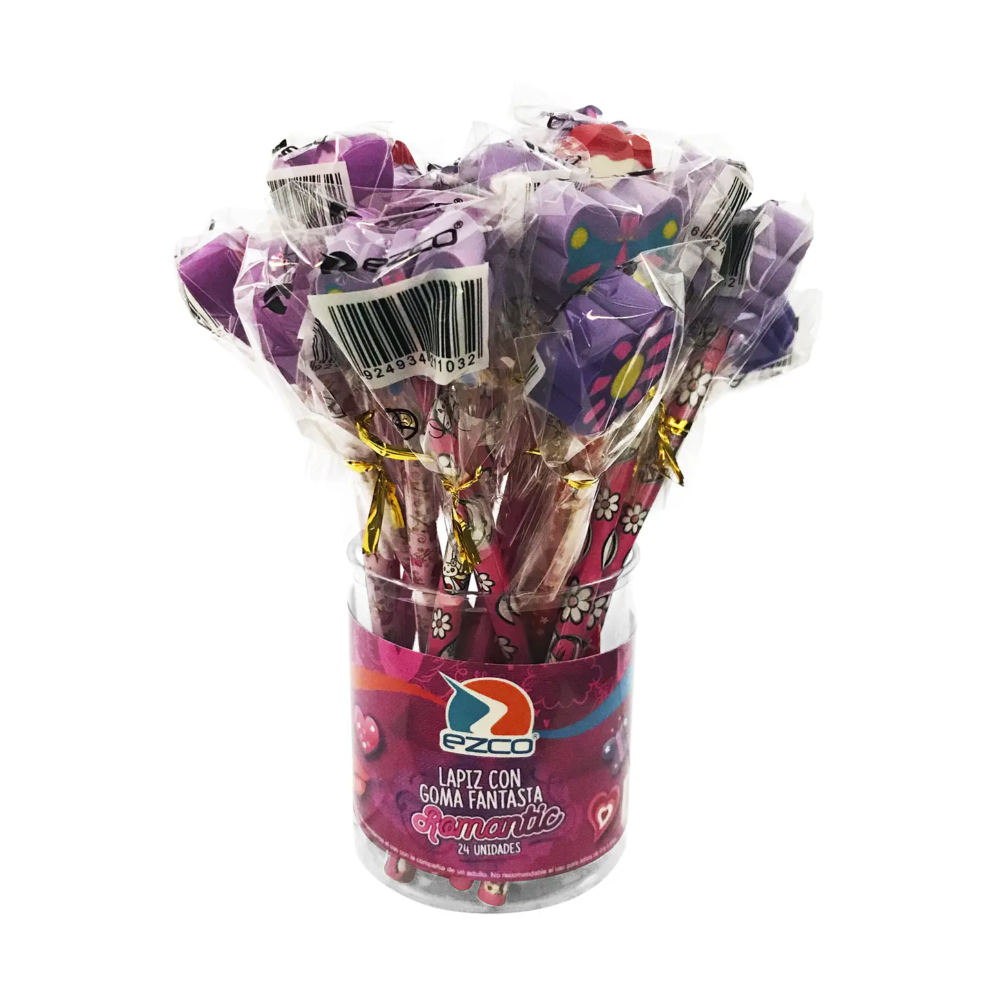 Lapiz Grafito Ezco C/goma Fantasia X24u.v/modelos 1