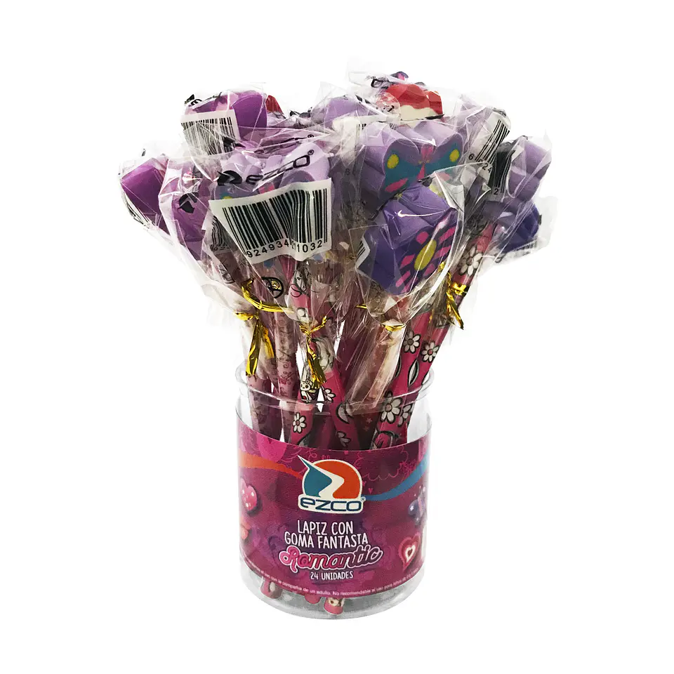 Lapiz Grafito Ezco C/goma Fantasia X24u.v/modelos 1