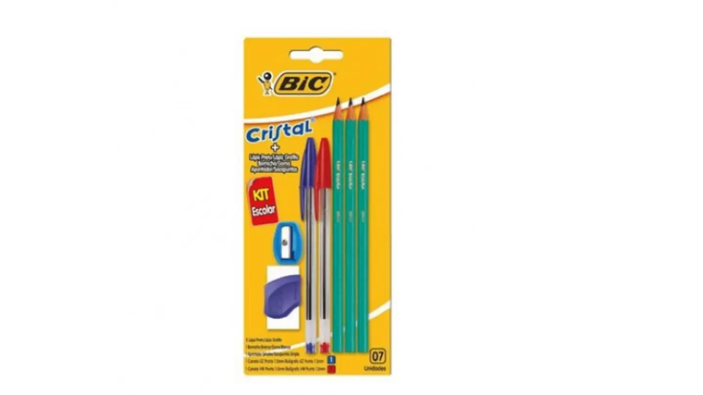 Kit Escolar Bic 3 Lapiz Grafito + 2 Boligrafos + Goma + Sacapunta 1