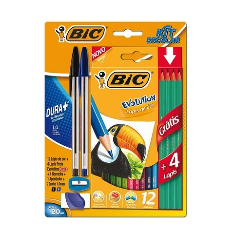 Kit Escolar Bic Evolution + Boligrafos + Goma Y Sacapuntas